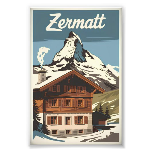 Zermatt vintage foto afdruk (Voorkant)