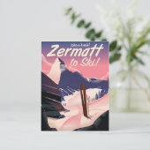 Zermatt vintage reisposter briefkaart (Staand voorkant)