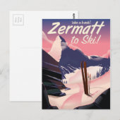Zermatt vintage reisposter briefkaart (Voorkant / Achterkant)