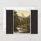 Zermatt, Vispach Bridge, met bovenkant Matterhorn, Briefkaart (Voorkant / Achterkant)