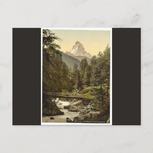 Zermatt, Vispach Bridge, met bovenkant Matterhorn, Briefkaart (Voorkant)