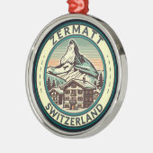 Zermatt Zwitserland Illustratie Reizen Art Badge Metalen Ornament (Links)