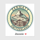Zermatt Zwitserland Illustratie Reizen Art Badge Sticker (Vel)