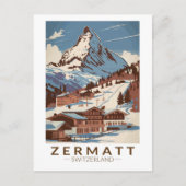 Zermatt Zwitserland Illustratie Reizen Art Retro Briefkaart (Voorkant)
