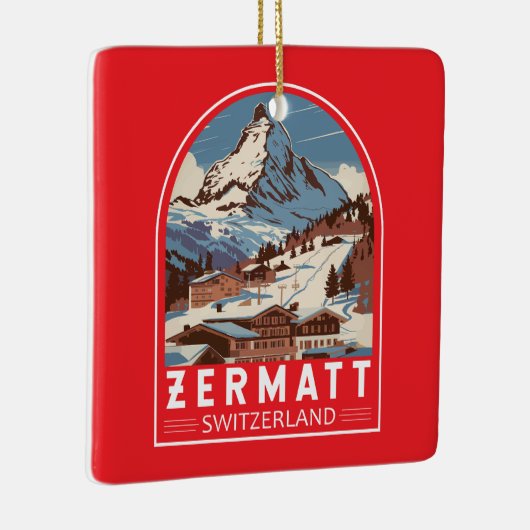 Zermatt Zwitserland Illustratie Reizen Art Retro Keramisch Ornament (Rechts)