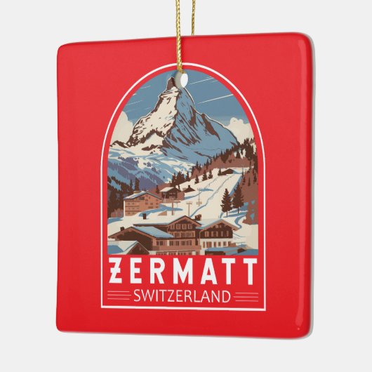 Zermatt Zwitserland Illustratie Reizen Art Retro Keramisch Ornament (Links)