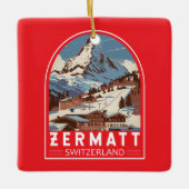 Zermatt Zwitserland Illustratie Reizen Art Retro Keramisch Ornament (Voorkant)