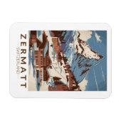 Zermatt Zwitserland Illustratie Reizen Art Retro Magneet (Horizontaal)