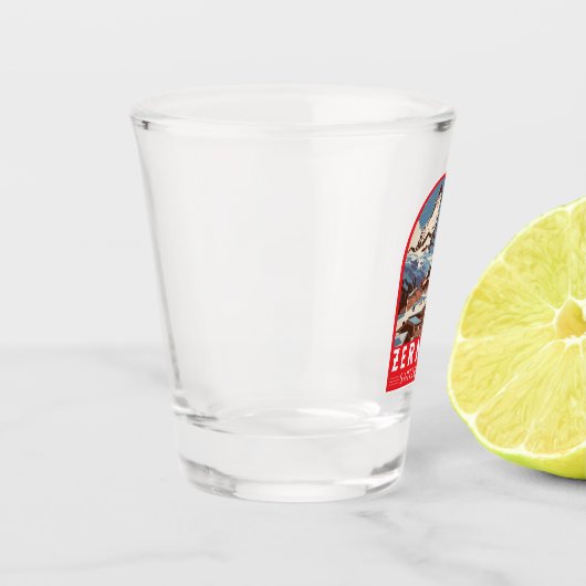 Zermatt Zwitserland Illustratie Reizen Art Retro Shot Glas (Links)