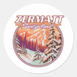 Zermatt zwitserland logo ronde sticker