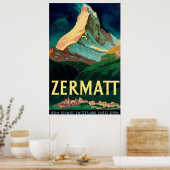 Zermatt Zwitserland Matterhorn  Art Poster (Keuken)