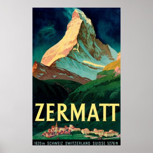 Zermatt Zwitserland Matterhorn  Art Poster (Voorkant)