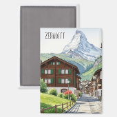 Zermatt Zwitserland Matterhorn Reizen Magneet (Voorkant / Achterkant)