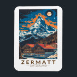 Zermatt Zwitserland Matterhorn Travel Art Vintage Magneet<br><div class="desc">Zermatt retro vector reisontwerp. Zermatt,  in het kanton Wallis in het zuiden van Zwitserland,  is een bergresort dat bekend staat om skiën,  klimmen en wandelen.</div>