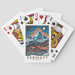 Zermatt Zwitserland Matterhorn Travel Art Vintage Pokerkaarten