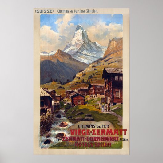  Zermatt Zwitserland Matterhorn Travel Poster (Voorkant)