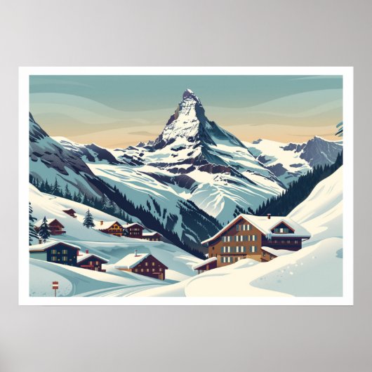 Zermatt, Zwitserland Matterhorn Vintage Poster (Voorkant)