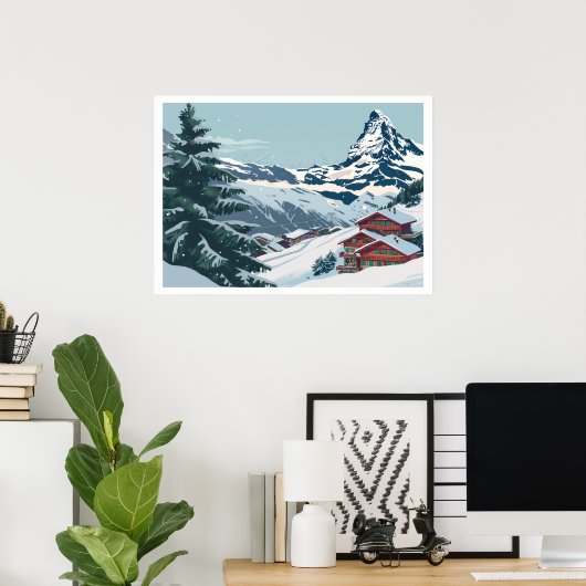 Zermatt, Zwitserland Matterhorn Vintage Poster (Thuiskantoor)