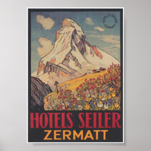 Zermatt Zwitserland Matterhorn Vintage Poster