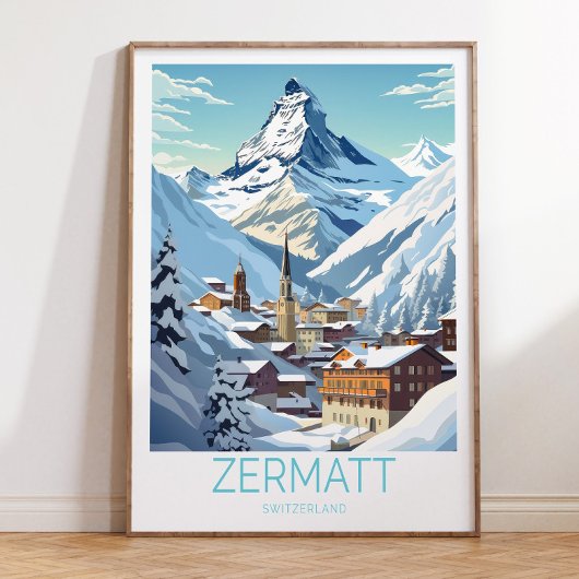 Zermatt Zwitserland Reisposter, Zermatt Switzer Poster