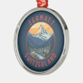 Zermatt Zwitserland Retro Distressed Circle Metalen Ornament (Links)