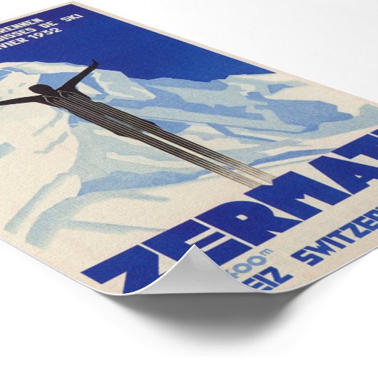 Zermatt Zwitserland  Ski Poster (Hoek)
