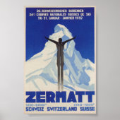 Zermatt Zwitserland  Ski Poster (Voorkant)