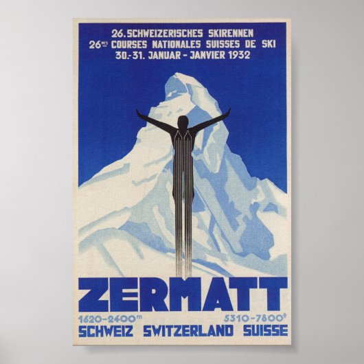 Zermatt Zwitserland  Ski Poster (Voorkant)