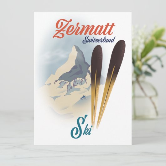 Zermatt Zwitserland ski-poster (Staand voorkant)
