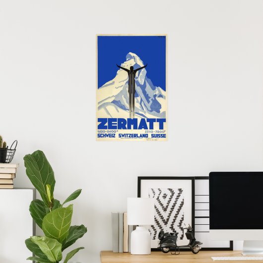 Zermatt, Zwitserland,Ski Poster (Thuiskantoor)