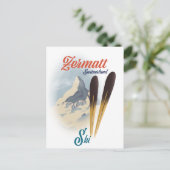 Zermatt Zwitserland  ski-poster Briefkaart (Staand voorkant)