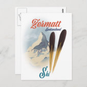 Zermatt Zwitserland  ski-poster Briefkaart (Voorkant / Achterkant)