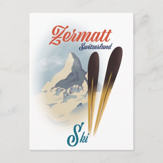 Zermatt Zwitserland  ski-poster Briefkaart (Voorkant)