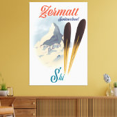 Zermatt Zwitserland  ski-poster Canvas Afdruk (Insitu (Woonkamer))