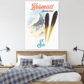 Zermatt Zwitserland  ski-poster Canvas Afdruk (Insitu (Slaapkamer))