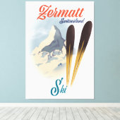 Zermatt Zwitserland  ski-poster Canvas Afdruk (Insitu (Houten vloer))