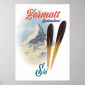 Zermatt Zwitserland  ski-poster Poster (Voorkant)