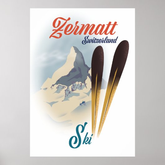 Zermatt Zwitserland  ski-poster Poster (Voorkant)