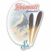 Zermatt Zwitserland  ski-poster Sticker (Voorkant)