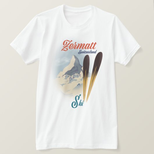 Zermatt Zwitserland  ski-poster T-shirt (Design voorkant)