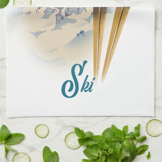 Zermatt Zwitserland  ski-poster Theedoek (Gevouwen)