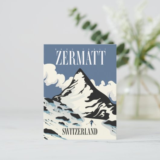 Zermatt Zwitserland Ski print Briefkaart (Staand voorkant)