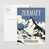 Zermatt Zwitserland Ski print Briefkaart (Voorkant / Achterkant)