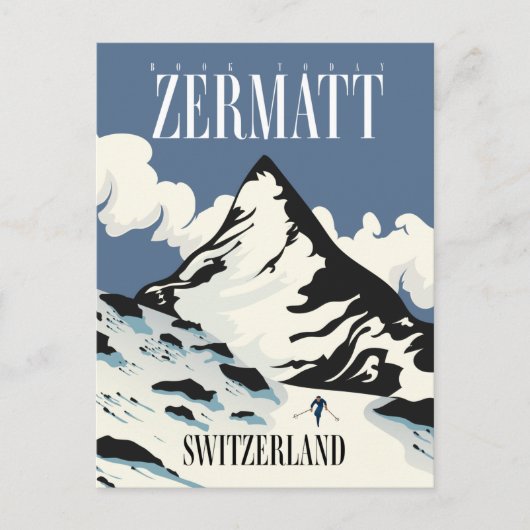 Zermatt Zwitserland Ski print Briefkaart (Voorkant)