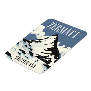 Zermatt Zwitserland Ski print Magneet
