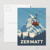 Zermatt Zwitserland Ski Travel Briefkaart (Voorkant / Achterkant)