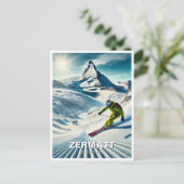 Zermatt Zwitserland Skiën Briefkaart (Staand voorkant)