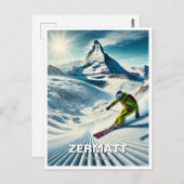 Zermatt Zwitserland Skiën Briefkaart (Voorkant / Achterkant)