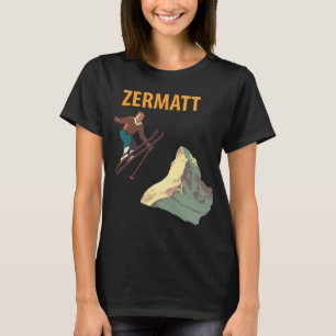Zermatt Zwitserland Skien Retro Reis T-Shirt
