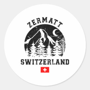 Zermatt Zwitserland Skigebied Alpen Alpineskiën Ronde Sticker
